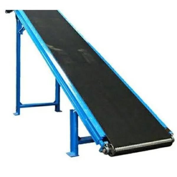 Industrial Belt Conveyor System Used For Material Transport In A Factory Setting