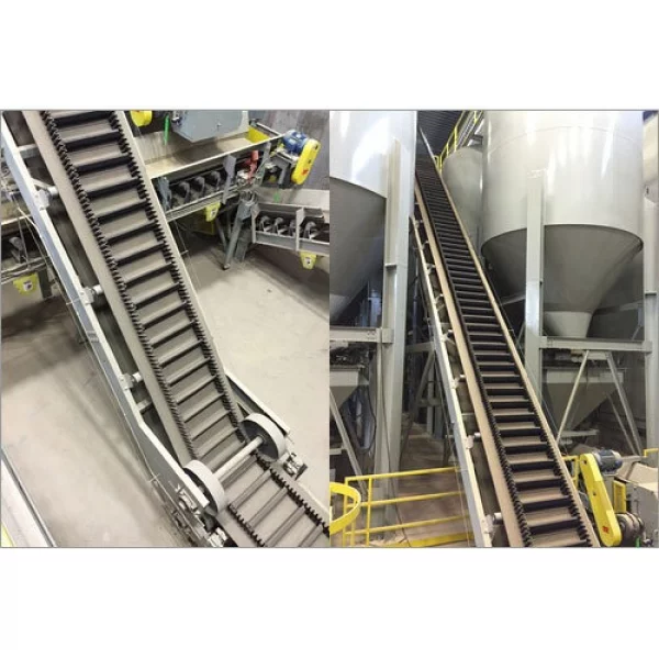 High Angle Cleated Conveyor Belt In Industrial Setting