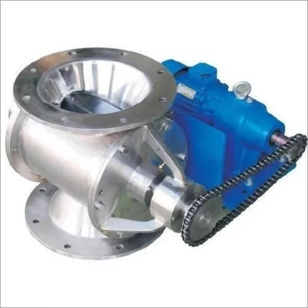 Rotary Airlock Valve Installed In An Industrial Setting Showing Rotor And Housing