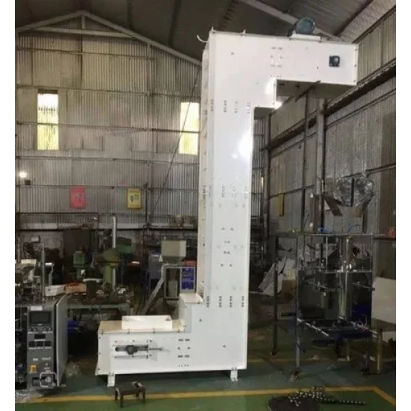 Z Type Bucket Elevator Showing Vertical Conveyor System With Buckets Attached