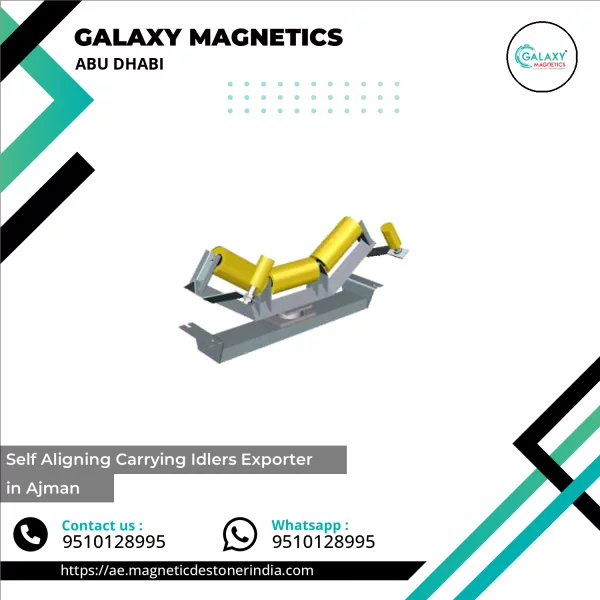 Self Aligning Carrying Idler Installed On Industrial Conveyor System
