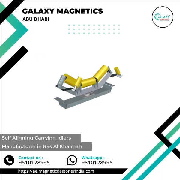 Self Aligning Carrying Idler Installed On Industrial Conveyor System