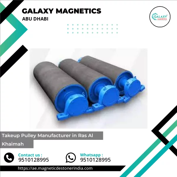 Industrial Takeup Pulley Installed On Conveyor Belt System