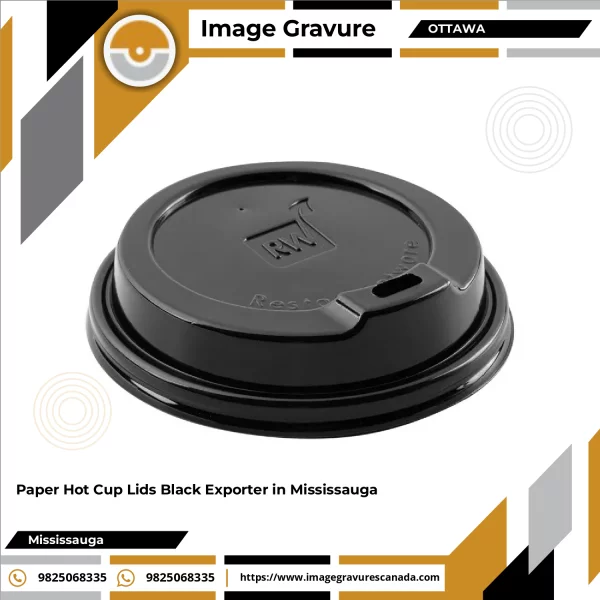 Black Paper Hot Cup Lids Stacked Ready For Export