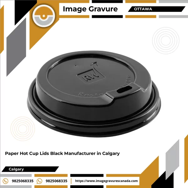 Black Paper Hot Cup Lid Covering A Takeaway Cup