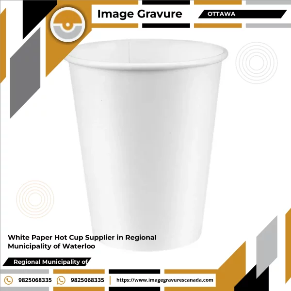 White Paper Hot Cups Stacked With Printed Logos Used In Food Service