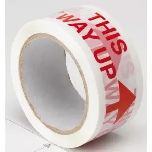 Rolls Of BOPP Packaging Tape Stacked Showing Glossy Surface And Printed Logos