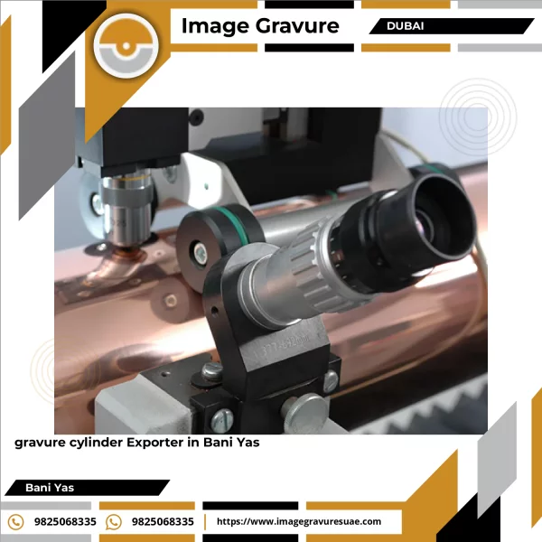 Gravure Cylinder Showing Detailed Engraved Pattern For Industrial Printing