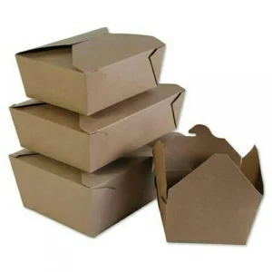 Stack Of Folded Chinese Food Takeaway Boxes Made Of Corrugated Cardboard