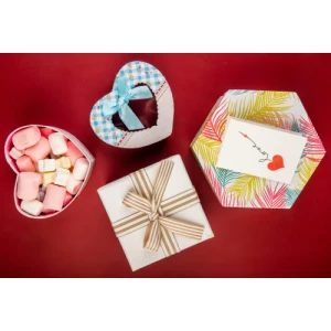 Stack Of Colorful Gift Packaging Boxes Ready For Delivery