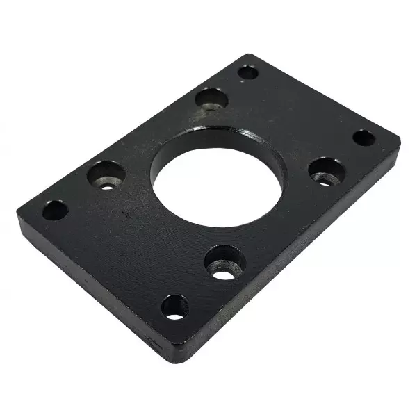 Flange Mounting Plate Fixed On Pneumatic Cylinder Showing Secure Industrial Setup