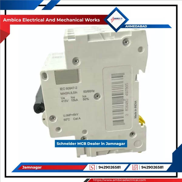 Schneider MCB Device Installed On Industrial Panel Showing Wiring Connections
