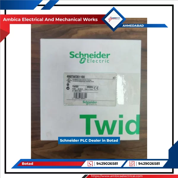 Schneider PLC Unit Installed In An Industrial Control Panel