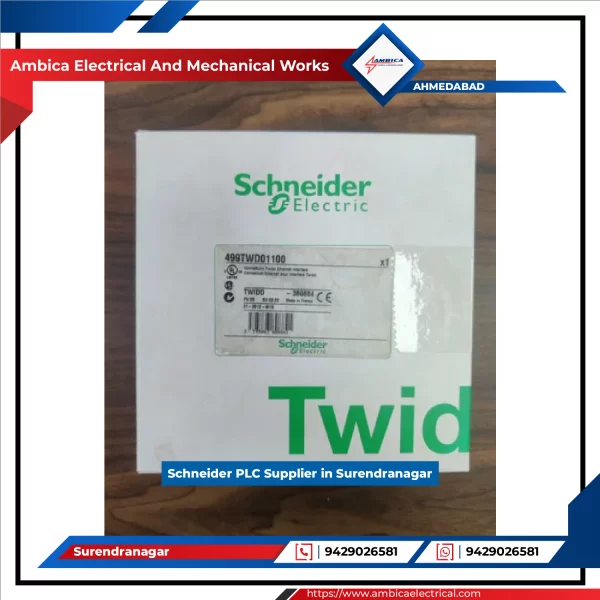 Schneider PLC Units Arranged In An Industrial Control Panel
