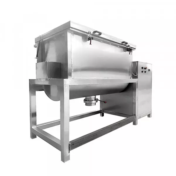 Industrial Ribbon Blender Machine Used For Powder Mixing In A Factory Setting