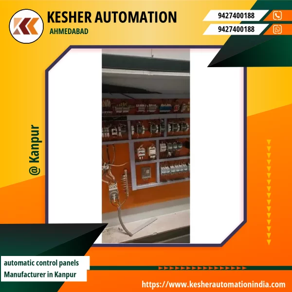 Automatic Control Panel Installed Inside Industrial Site Showing Wiring And Components