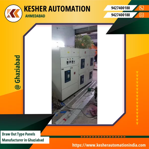 Industrial Draw Out Type Electrical Control Panel With Visible Circuit Breakers And Wiring