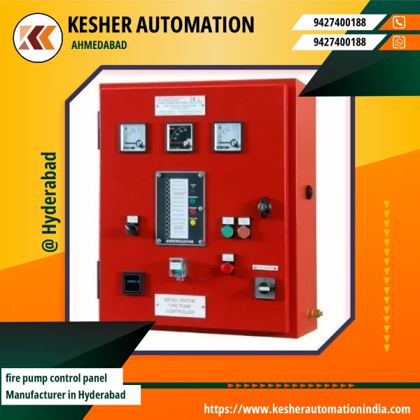 Fire Pump Control Panel Installed In An Industrial Setting Showing Control Switches And Indicators