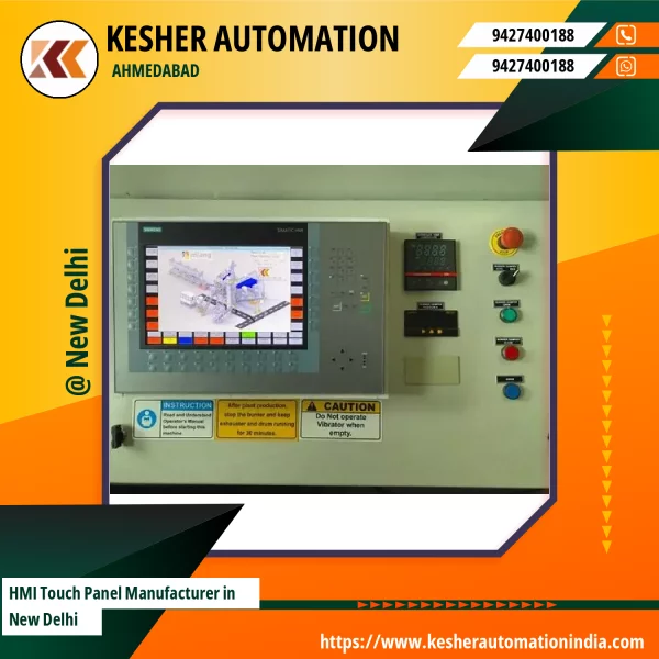 Industrial HMI Touch Panel Displaying Control Interface