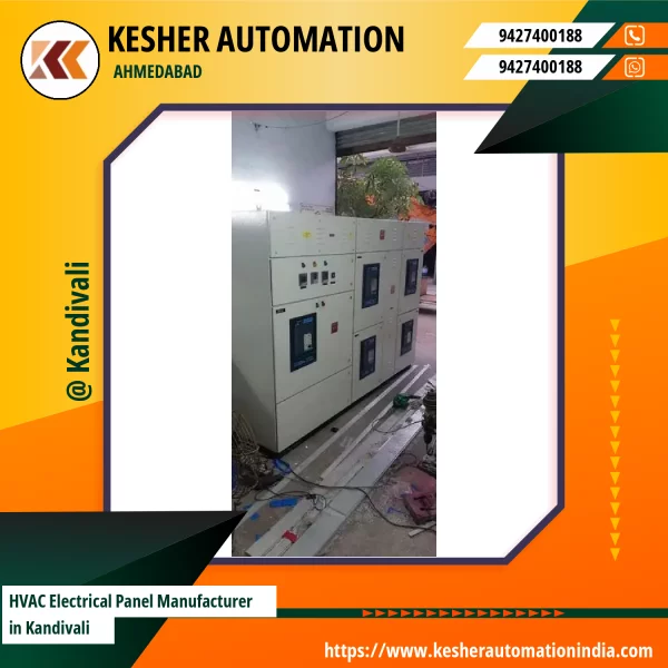 HVAC Electrical Panel Showing Wiring And Circuit Breakers Inside Metal Enclosure