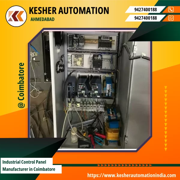 Industrial Control Panel With Wiring And Switches For Factory Automation