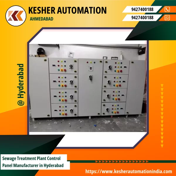 Sewage Treatment Plant Control Panel Showing Electrical Wiring And Display Units