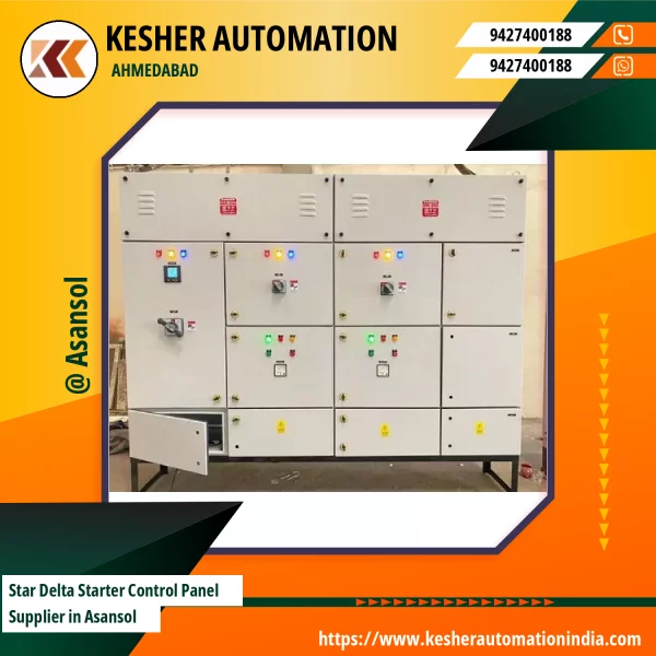 Star Delta Starter Control Panel Showing Wiring And Components Inside An Electrical Enclosure