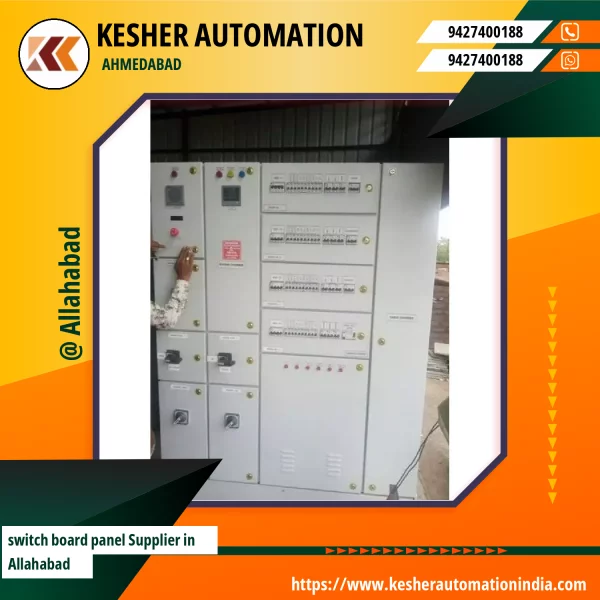 Switch Board Panel Installed Inside An Industrial Electrical Control Room Showing Wiring And Circuit Breakers