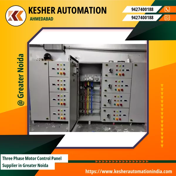 Three Phase Motor Control Panel Installed In Industrial Setup