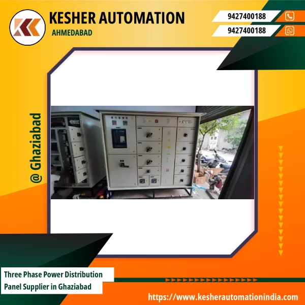 Three Phase Power Distribution Panel Installed In Industrial Setup