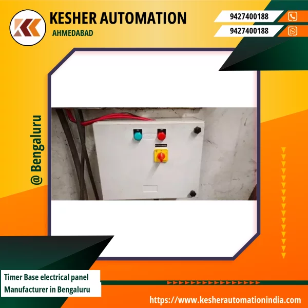 Timer Base Electrical Panel With Wiring Inside Metal Enclosure