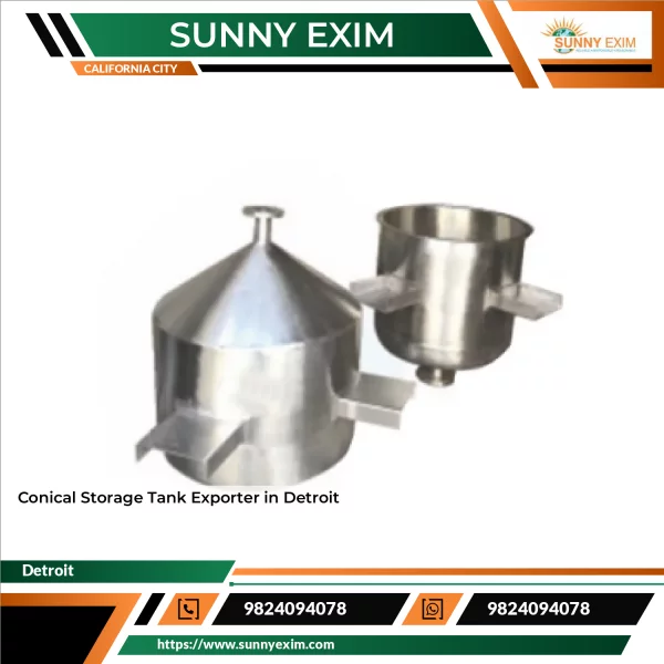 Conical Storage Tank Made Of Stainless Steel Showing Side View With Top Cone Shape
