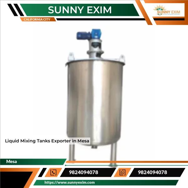 Liquid Mixing Tank Made Of Stainless Steel With Mixer Installed