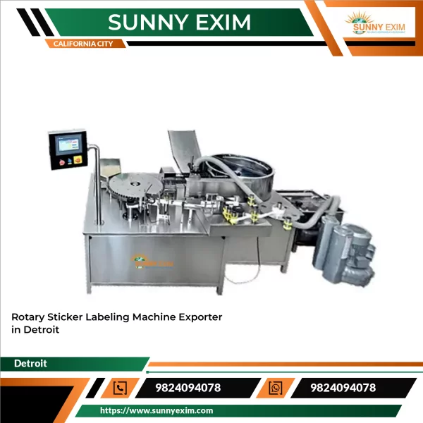 Rotary Sticker Labeling Machine Installed On An Industrial Packaging Line