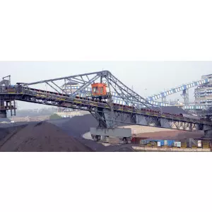 Industrial Coal Handling Plant Conveyor System Transporting Bulk Coal