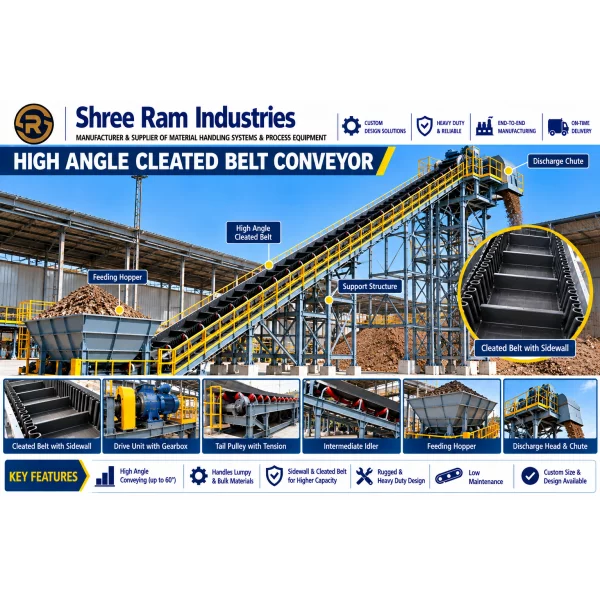Industrial Screw Conveyor System Transporting Bulk Material