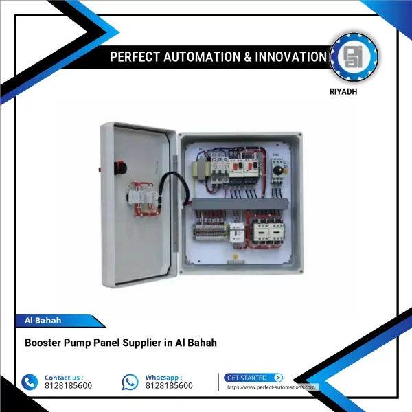 Booster Pump Panel Installed Outdoors Showing Electrical Controls And Pressure Gauges