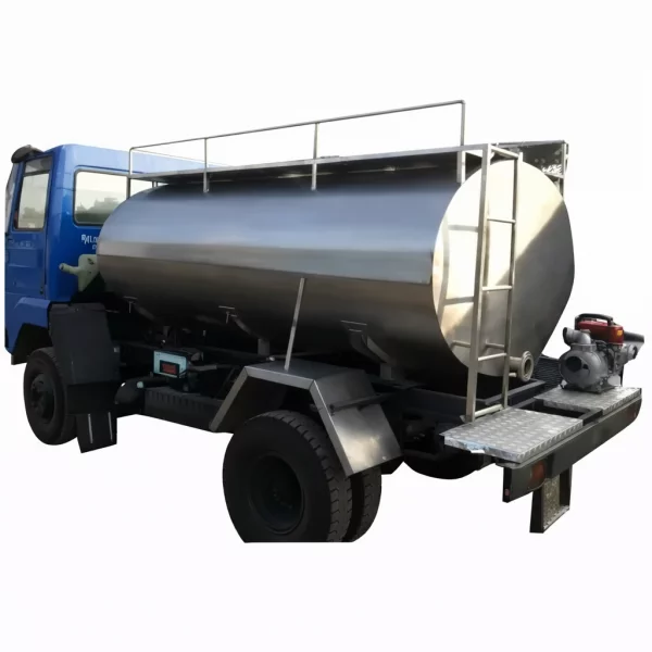 Stainless Steel Road Milk Tanker Truck On Highway