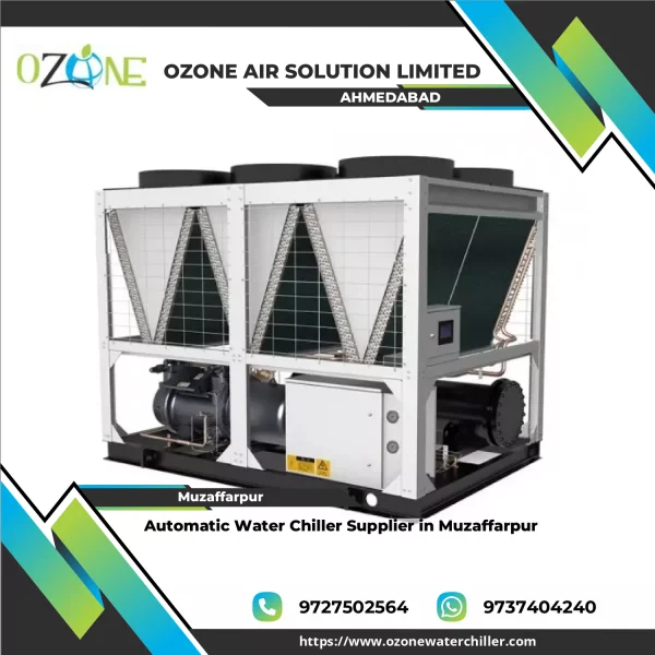 Automatic Water Chiller Unit Installed In Industrial Setting