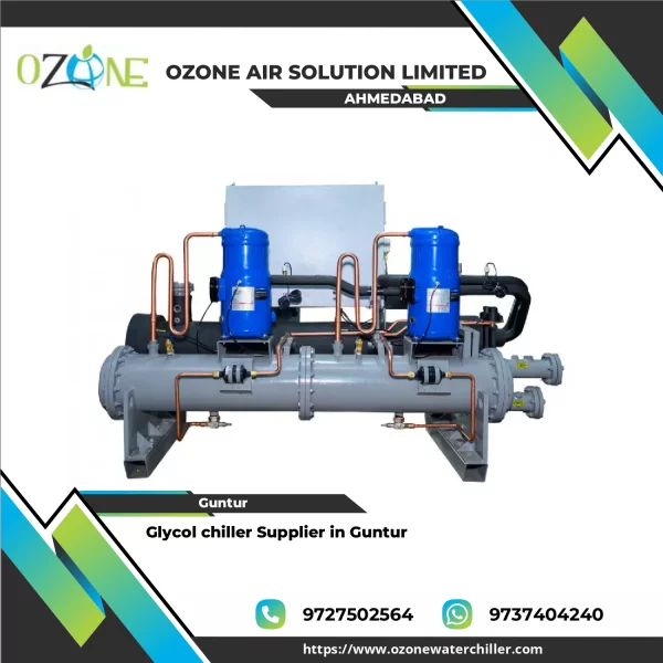 Glycol Chiller Unit Installed In An Industrial Setting Showing Piping And Control Panel