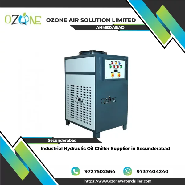 Industrial Hydraulic Oil Chiller Unit Installed In An Industrial Facility