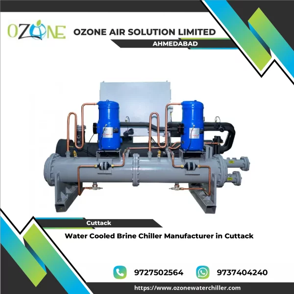 Water Cooled Brine Chiller Unit Installed For Industrial Cooling Application