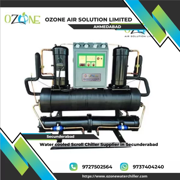 Water Cooled Scroll Chiller Unit Installed At An Industrial Site