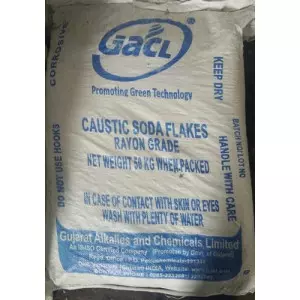 Pile Of White Caustic Soda Flakes Ready For Industrial Use
