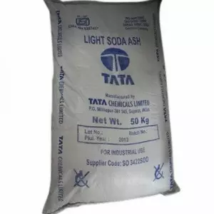 White Crystalline Soda Ash Light Powder Stored In Warehouse