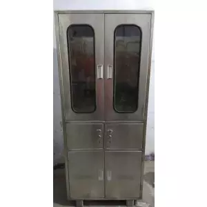 Apron Cabinet Made From Corrosion-resistant Metal With Adjustable Shelves Used In Laboratory Chemical Storage