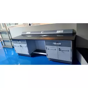 Laboratory Wall Bench Made Of Corrosion-resistant Material With Integrated Storage Cabinets