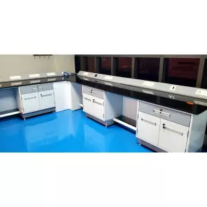 Pharma Laboratory Furniture Showing Corrosion-resistant Tables And Modular Cabinets