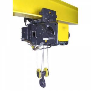 Industrial Electric Crane Hoist Operating In A Factory Environment