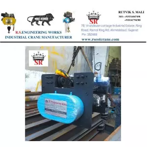 Wire Rope Hoist Crab Lifting Heavy Load In Industrial Setting